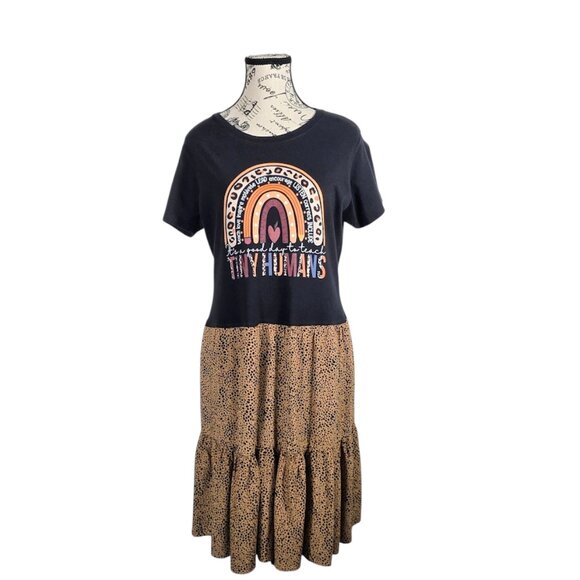 Upcycled It's A Good Day To Teach Tee Dress M - Picture 7 of 10